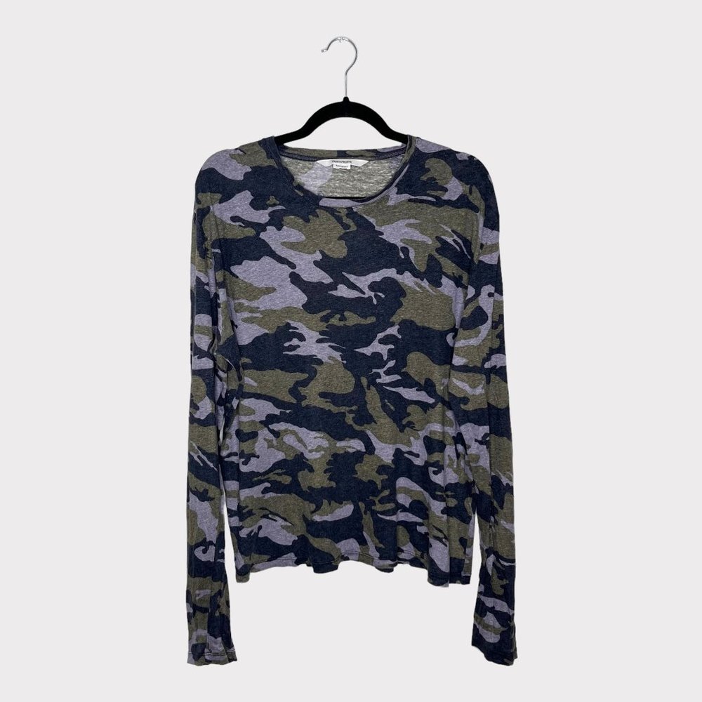 Zadig & Vadig Hector Camo-Print Linen T-Shirt Size XL Fern Green